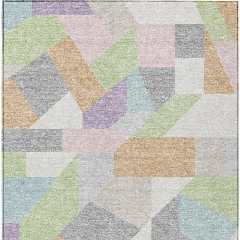 9' X 12' Mint Green And Green Geometric Washable Indoor Outdoor Area Rug Homeroots Outdoor