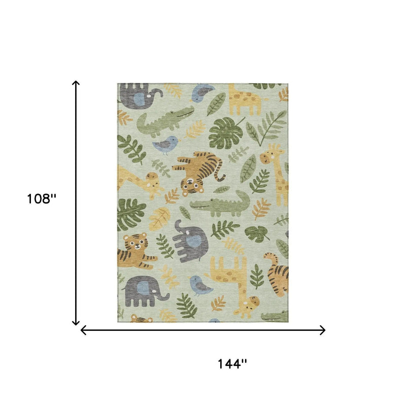 9' X 12' Mint Green And Ivory Abstract Washable Indoor Outdoor Area Rug Homeroots Outdoor