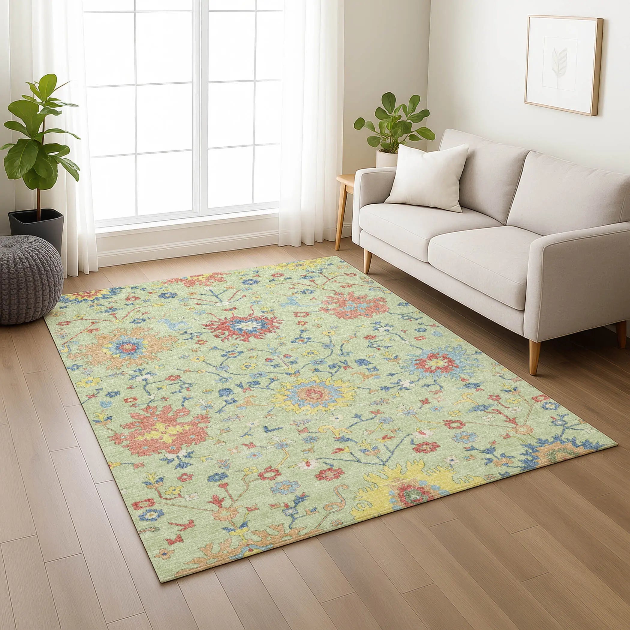 9' X 12' Mint Green And Salmon Faux Bois Washable Indoor Outdoor Area Rug Homeroots Outdoor