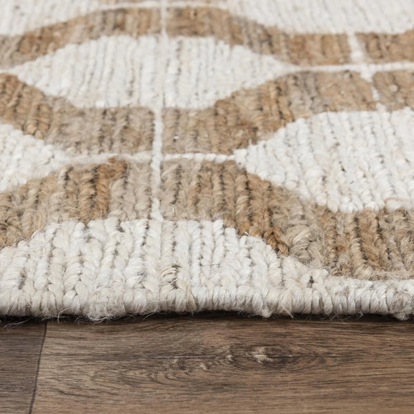 9' X 12' Natural And Ivory Jute Geometric Hand Woven Area Rug Homeroots Home Decor
