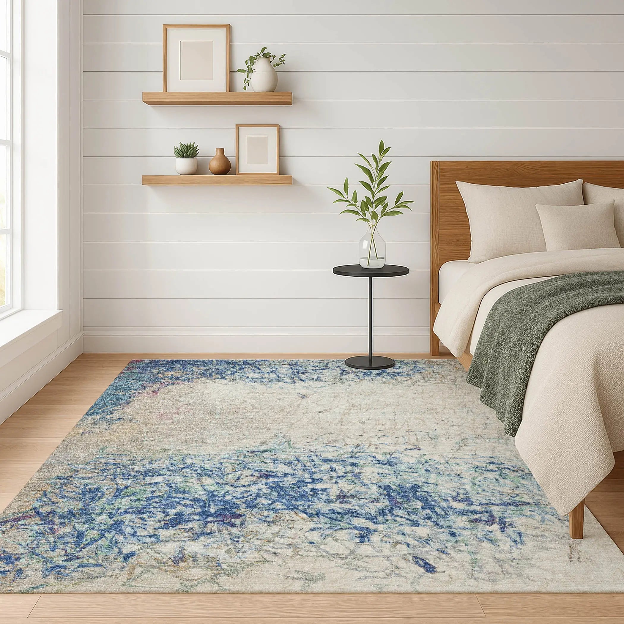 9' X 12' Navy Blue And Beige Abstract Washable Indoor Outdoor Area Rug Homeroots Outdoor