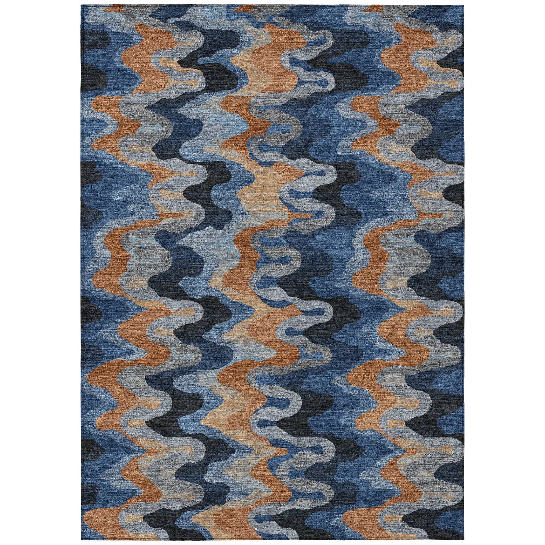 9' X 12' Navy Blue And Black Abstract Washable Indoor Outdoor Area Rug Homeroots Outdoor
