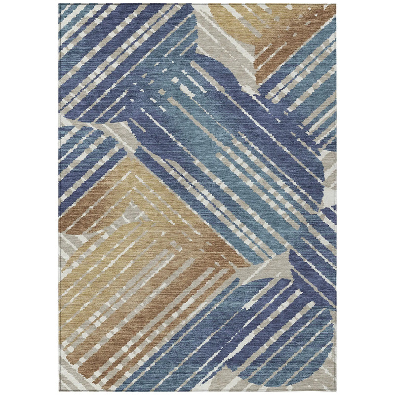 9' X 12' Navy Blue And Black Geometric Washable Indoor Outdoor Area Rug Homeroots Outdoor