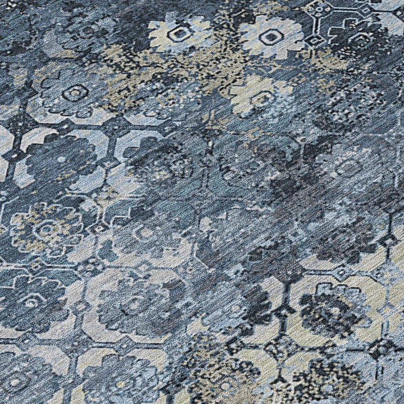 9' X 12' Navy Blue And Blue Abstract Washable Indoor Outdoor Area Rug Homeroots Outdoor