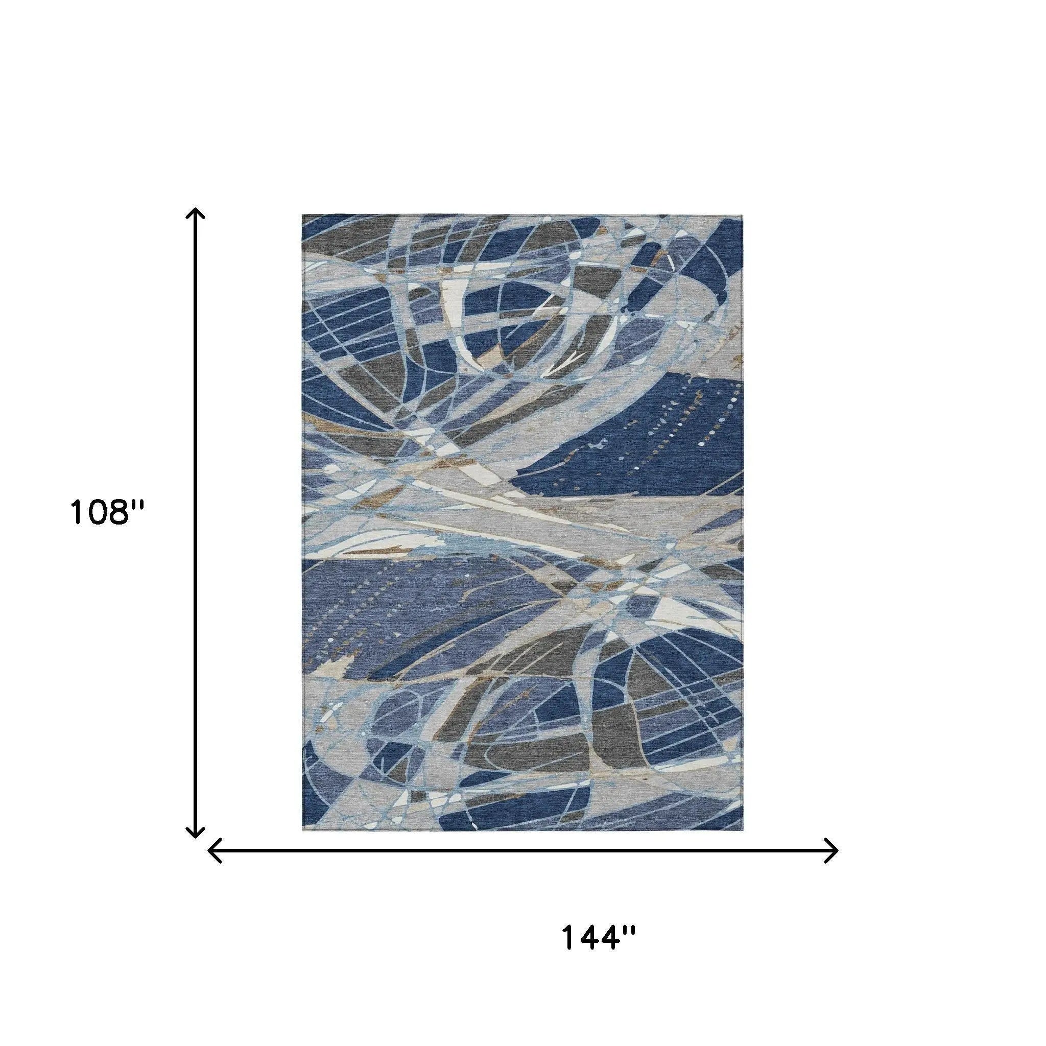 9' X 12' Navy Blue And Blue Abstract Washable Indoor Outdoor Area Rug Homeroots Outdoor