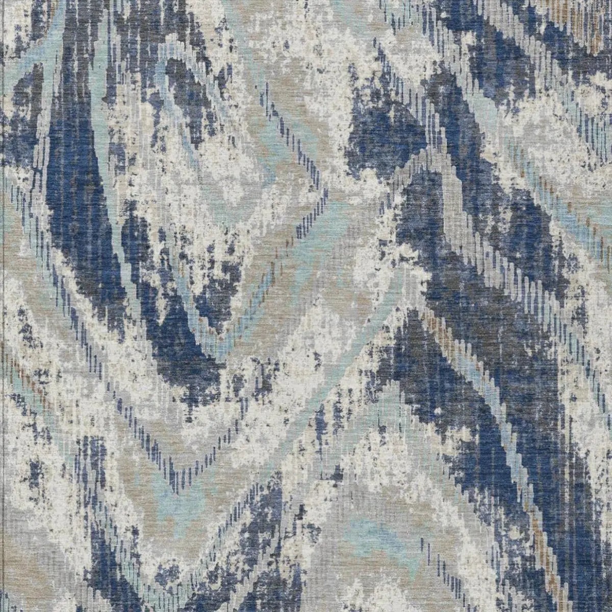 9' X 12' Navy Blue And Blue Abstract Washable Indoor Outdoor Area Rug Homeroots Outdoor