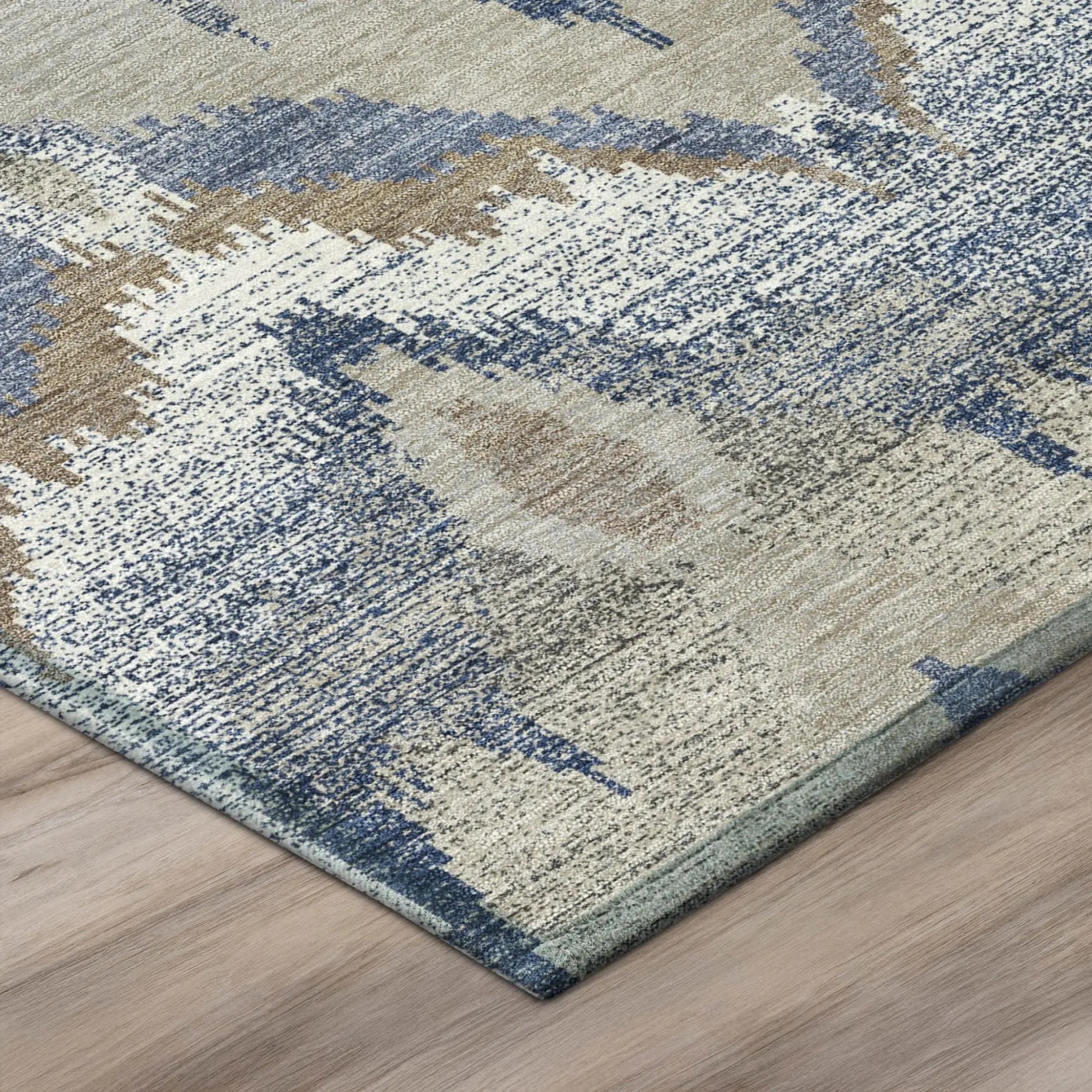 9' X 12' Navy Blue And Blue Abstract Washable Indoor Outdoor Area Rug Homeroots Outdoor