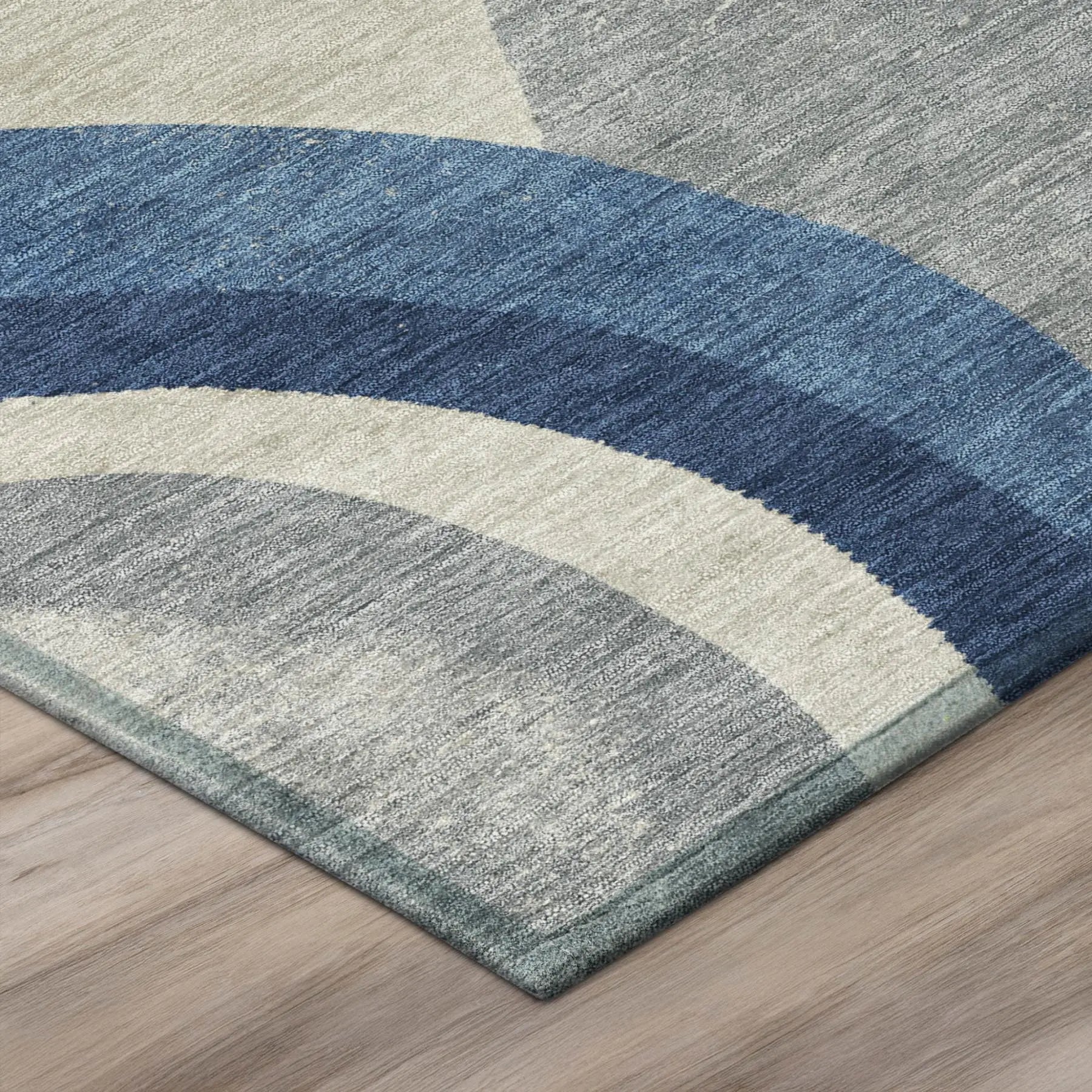 9' X 12' Navy Blue And Blue Abstract Washable Indoor Outdoor Area Rug Homeroots Outdoor