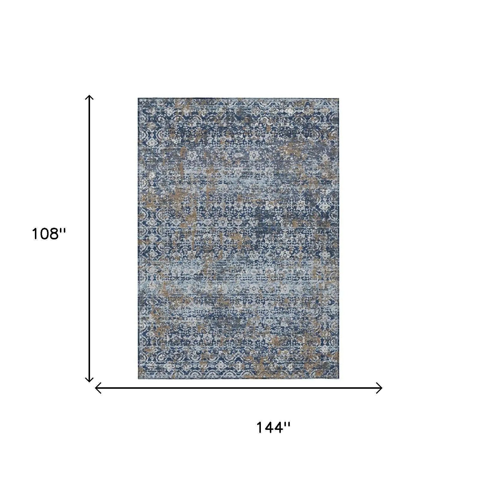 9' X 12' Navy Blue And Blue Abstract Washable Indoor Outdoor Area Rug Homeroots Outdoor