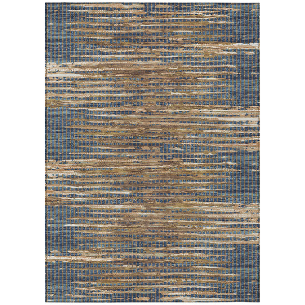 9' X 12' Navy Blue And Blue Abstract Washable Indoor Outdoor Area Rug Homeroots Outdoor