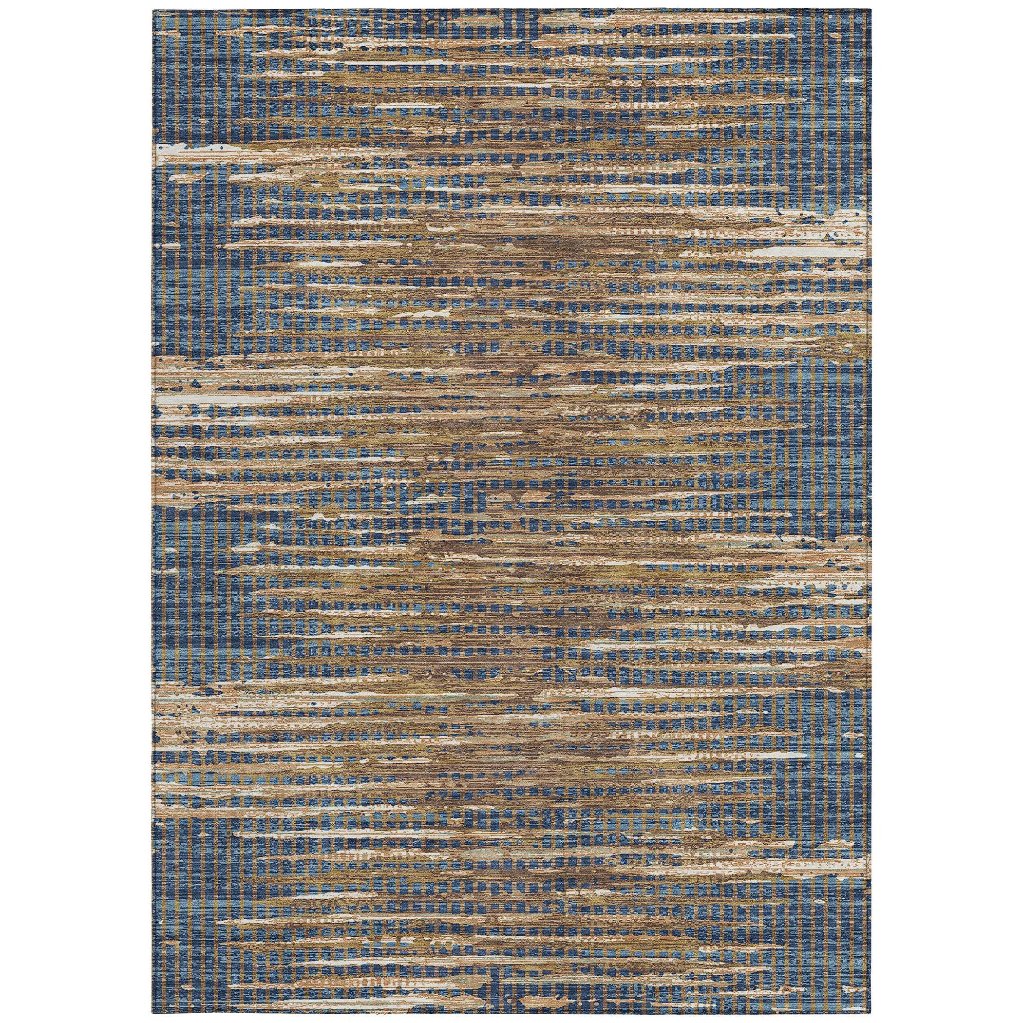 9' X 12' Navy Blue And Blue Abstract Washable Indoor Outdoor Area Rug Homeroots Outdoor