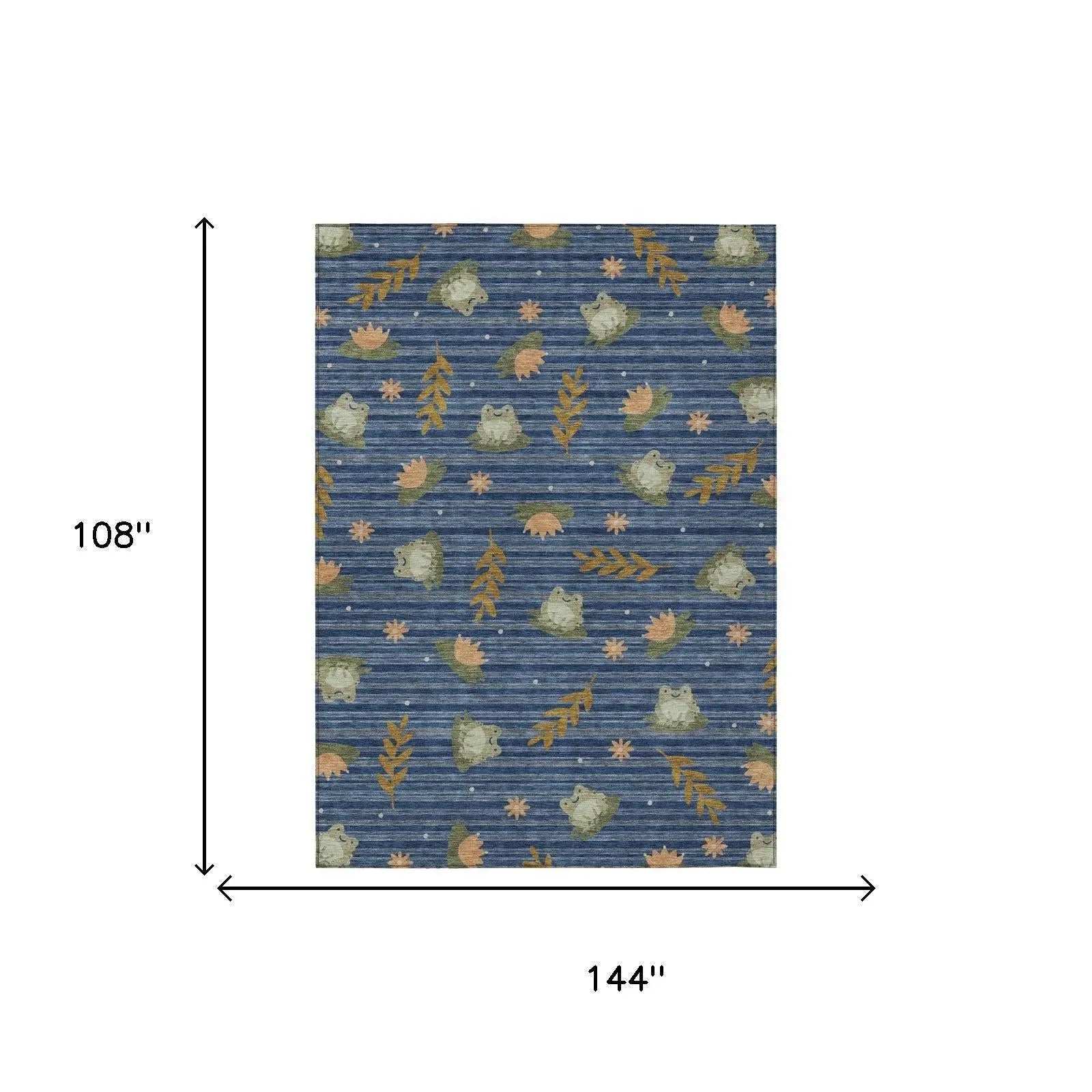 9' X 12' Navy Blue And Blue Botanical Leaves Washable Indoor Outdoor Area Rug Homeroots Outdoor