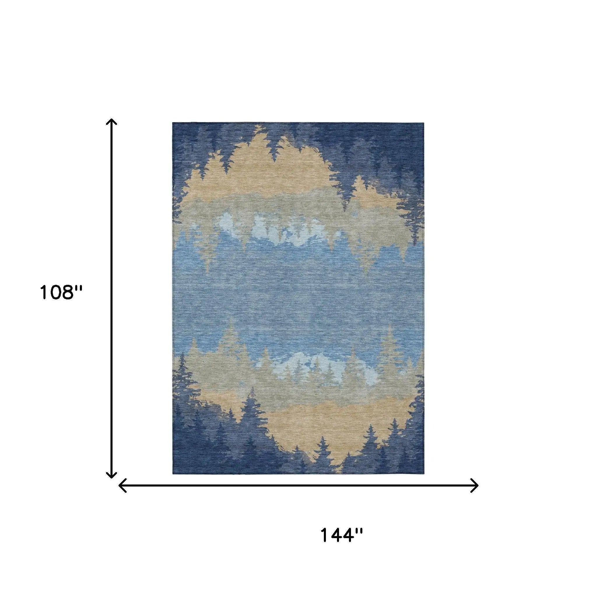 9' X 12' Navy Blue And Blue Floral Washable Indoor Outdoor Area Rug Homeroots Outdoor