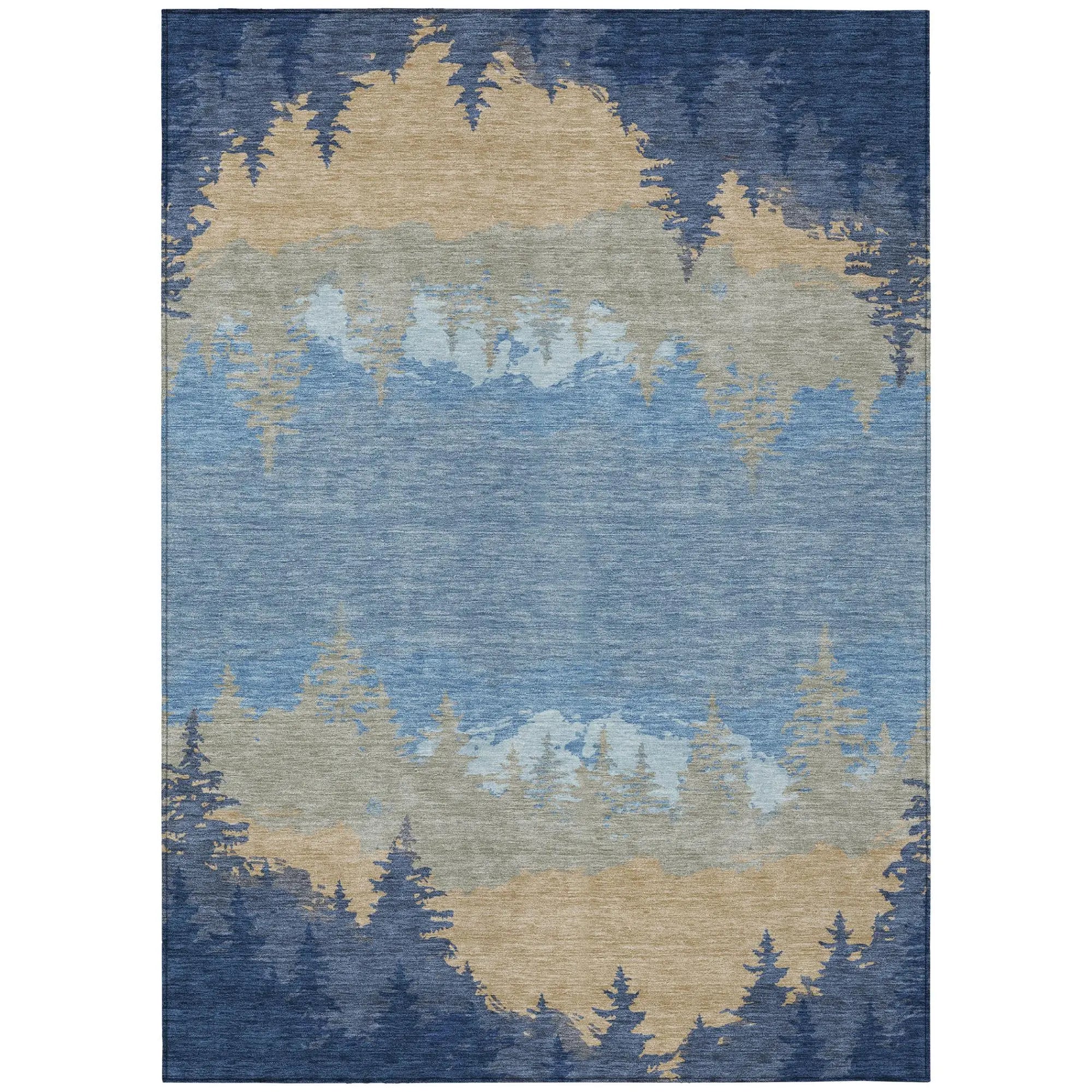 9' X 12' Navy Blue And Blue Floral Washable Indoor Outdoor Area Rug Homeroots Outdoor