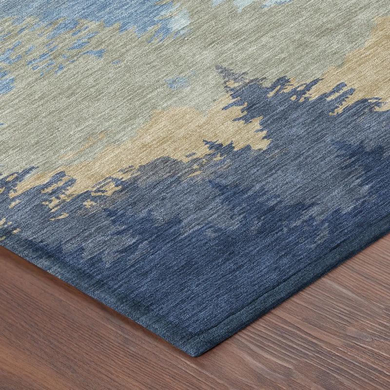 9' X 12' Navy Blue And Blue Floral Washable Indoor Outdoor Area Rug Homeroots Outdoor