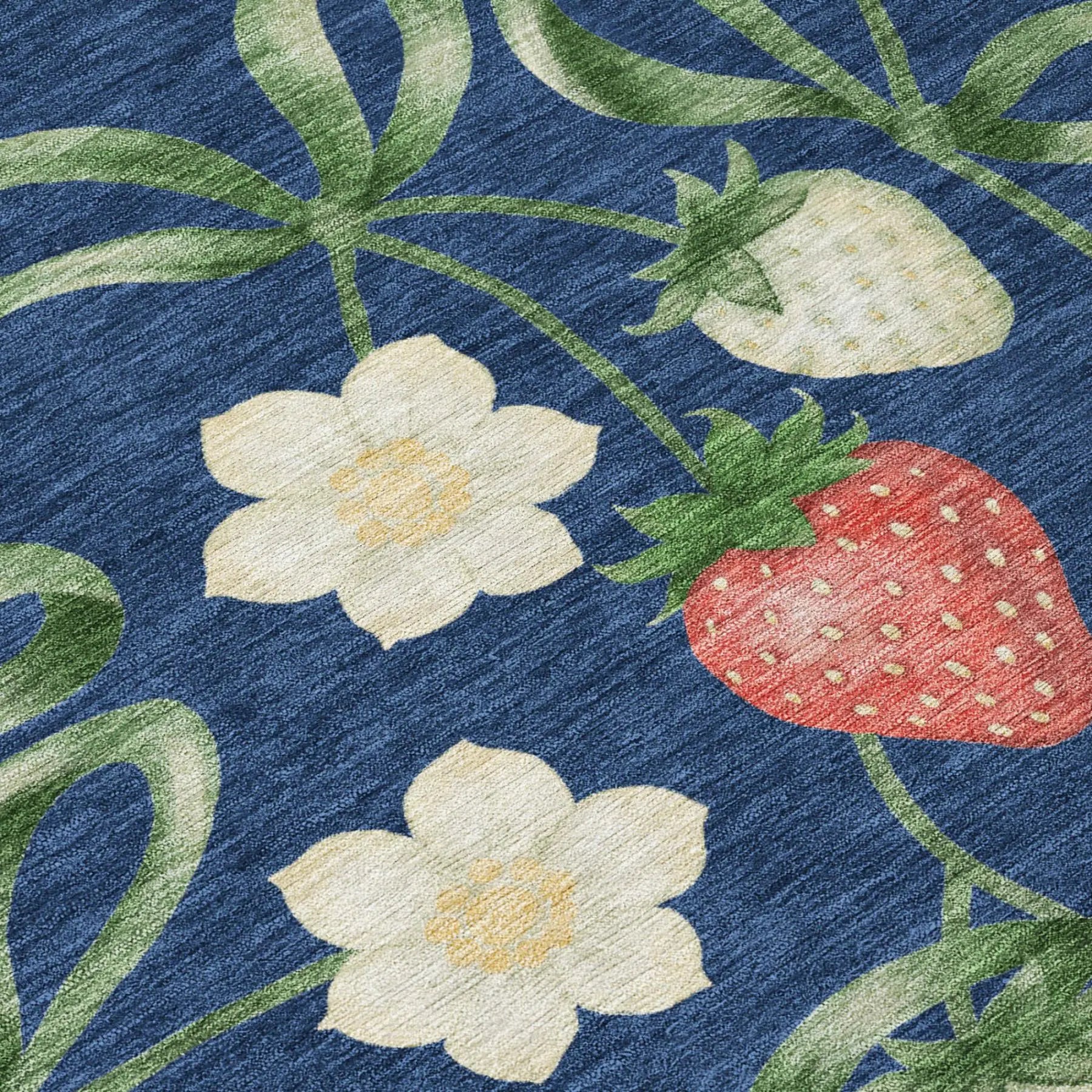 9' X 12' Navy Blue And Blue Floral Washable Indoor Outdoor Area Rug Homeroots Outdoor