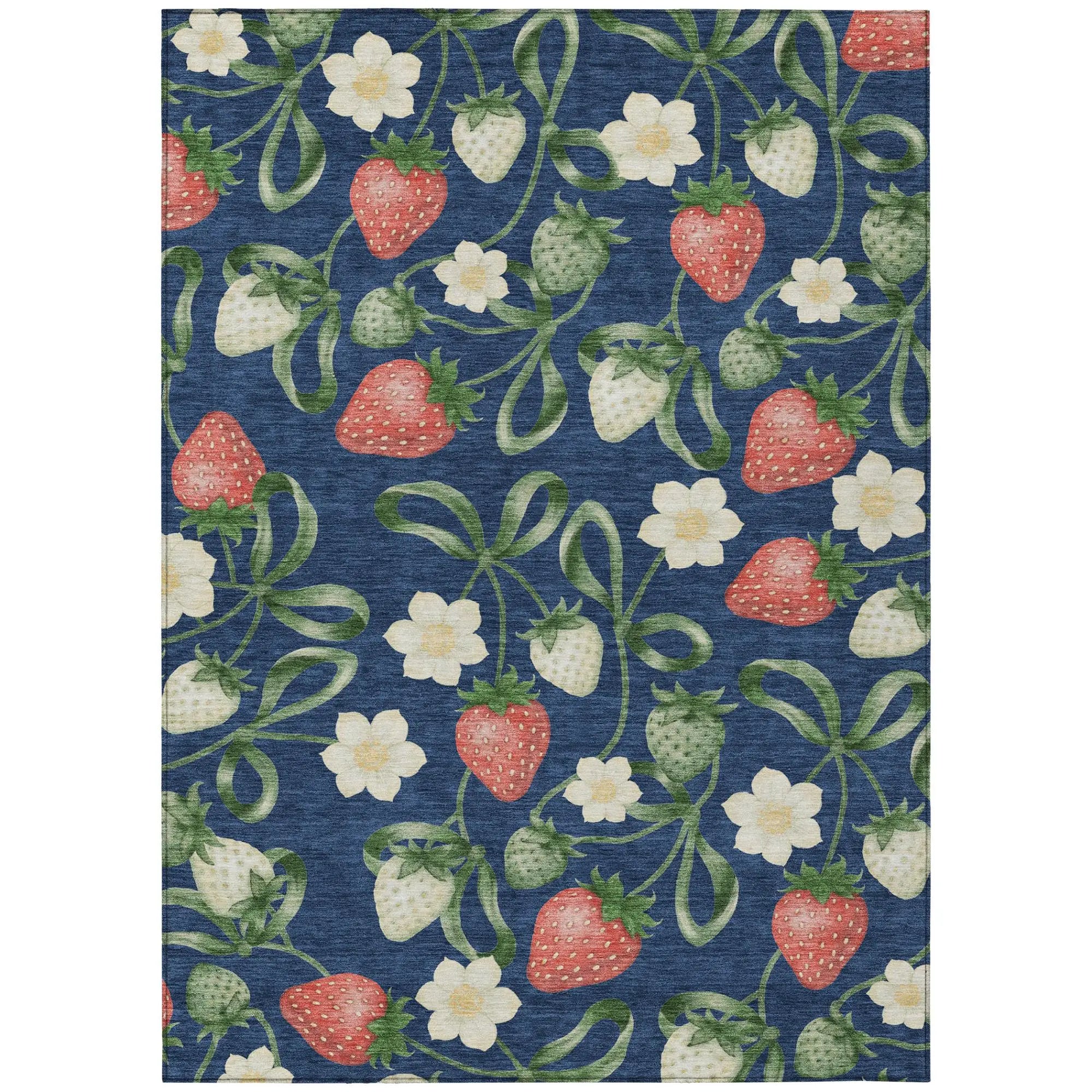9' X 12' Navy Blue And Blue Floral Washable Indoor Outdoor Area Rug Homeroots Outdoor