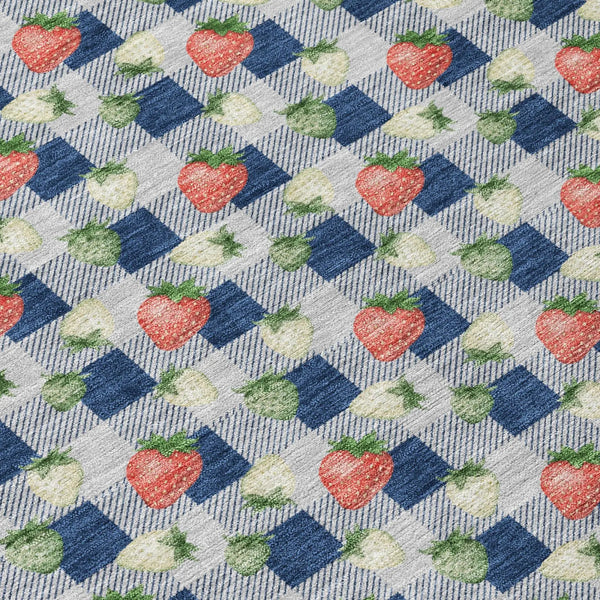 9' X 12' Navy Blue And Blue Floral Washable Indoor Outdoor Area Rug Homeroots Outdoor