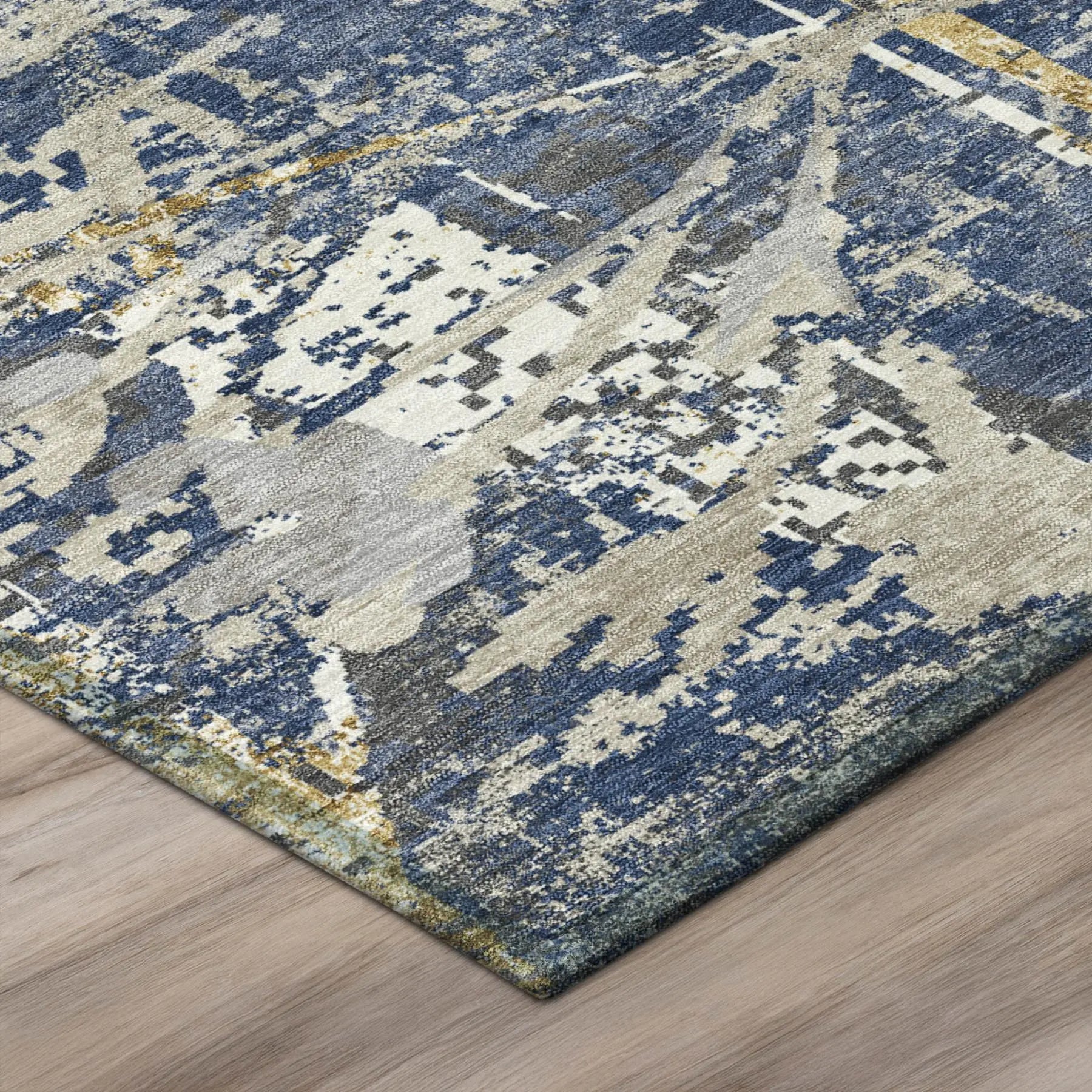 9' X 12' Navy Blue And Blue Floral Washable Indoor Outdoor Area Rug Homeroots Outdoor