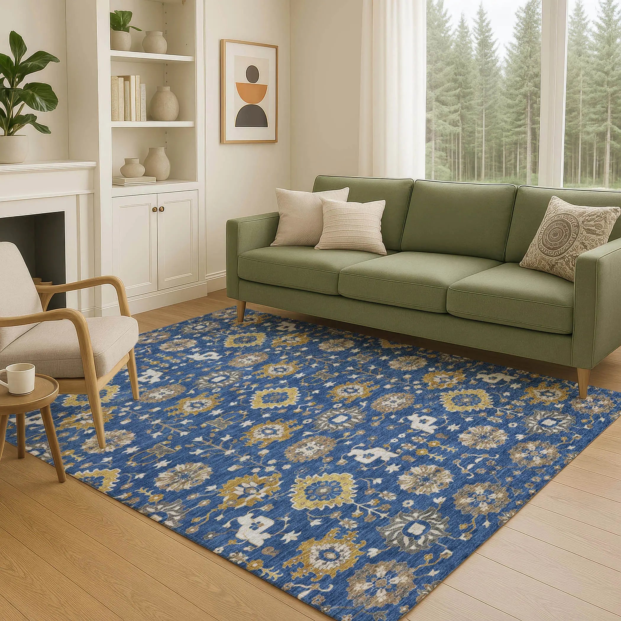 9' X 12' Navy Blue And Blue Geometric Washable Indoor Outdoor Area Rug Homeroots Outdoor