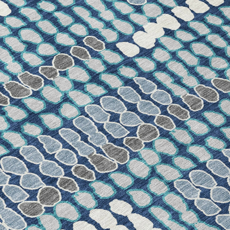 9' X 12' Navy Blue And Blue Geometric Washable Indoor Outdoor Area Rug Homeroots Outdoor