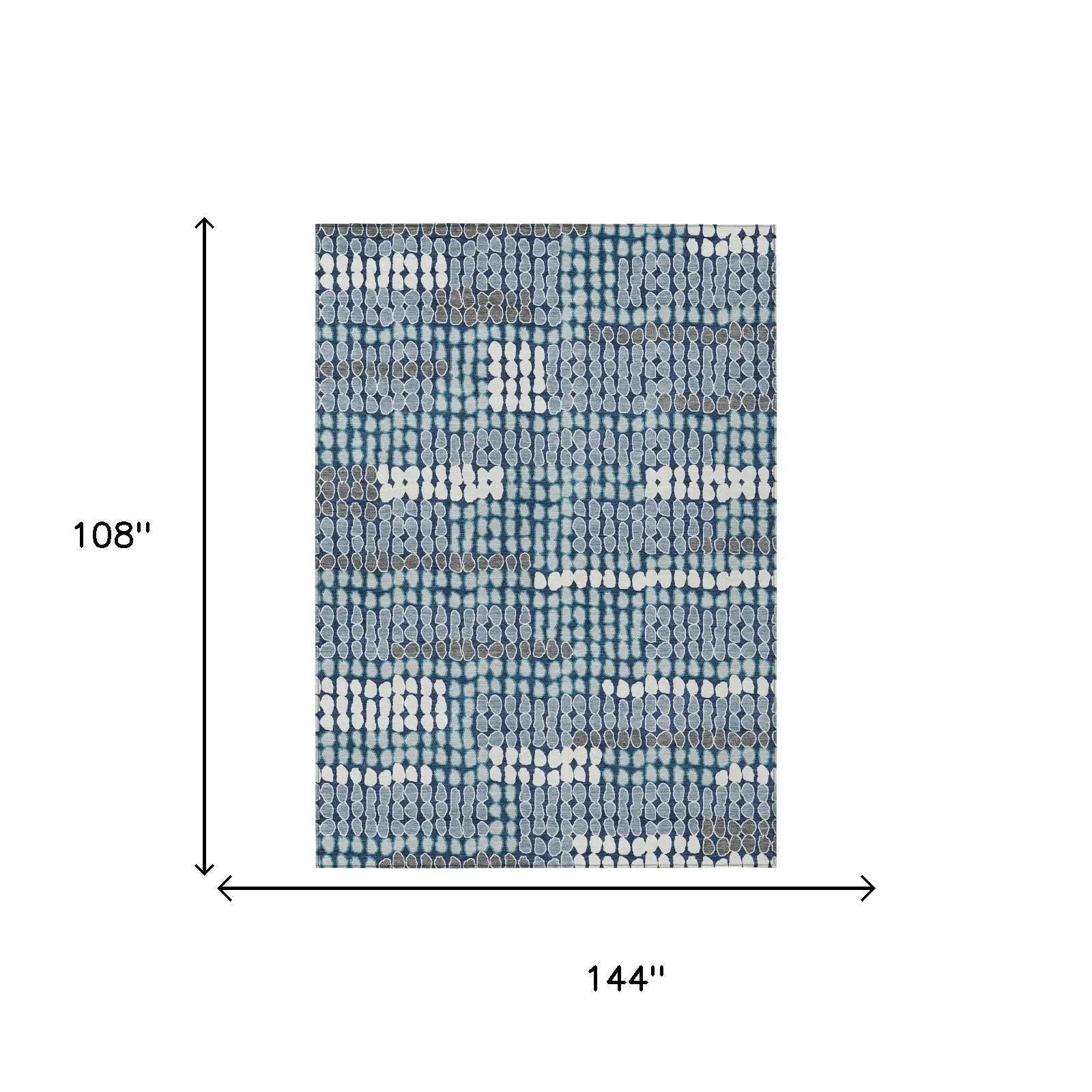 9' X 12' Navy Blue And Blue Geometric Washable Indoor Outdoor Area Rug Homeroots Outdoor