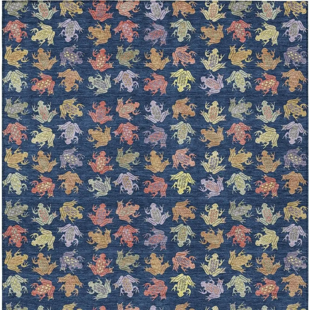 9' X 12' Navy Blue And Blue Geometric Washable Indoor Outdoor Area Rug Homeroots Outdoor