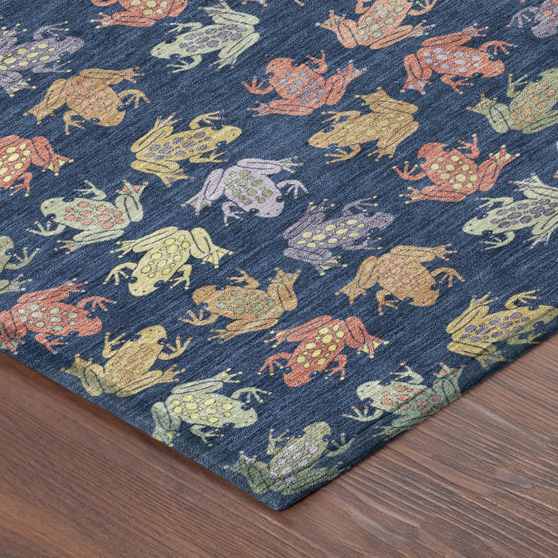 9' X 12' Navy Blue And Blue Geometric Washable Indoor Outdoor Area Rug Homeroots Outdoor