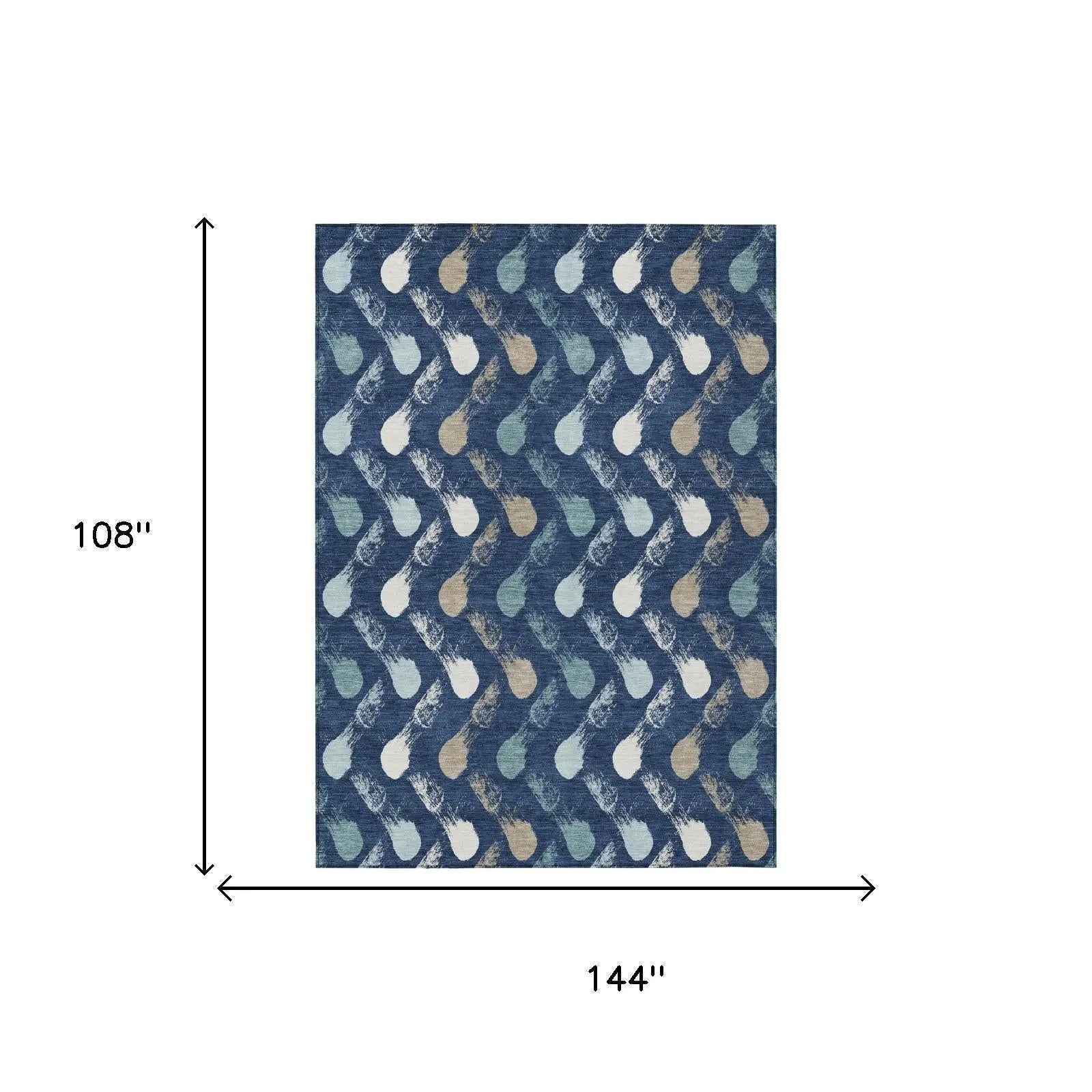 9' X 12' Navy Blue And Blue Geometric Washable Indoor Outdoor Area Rug Homeroots Outdoor