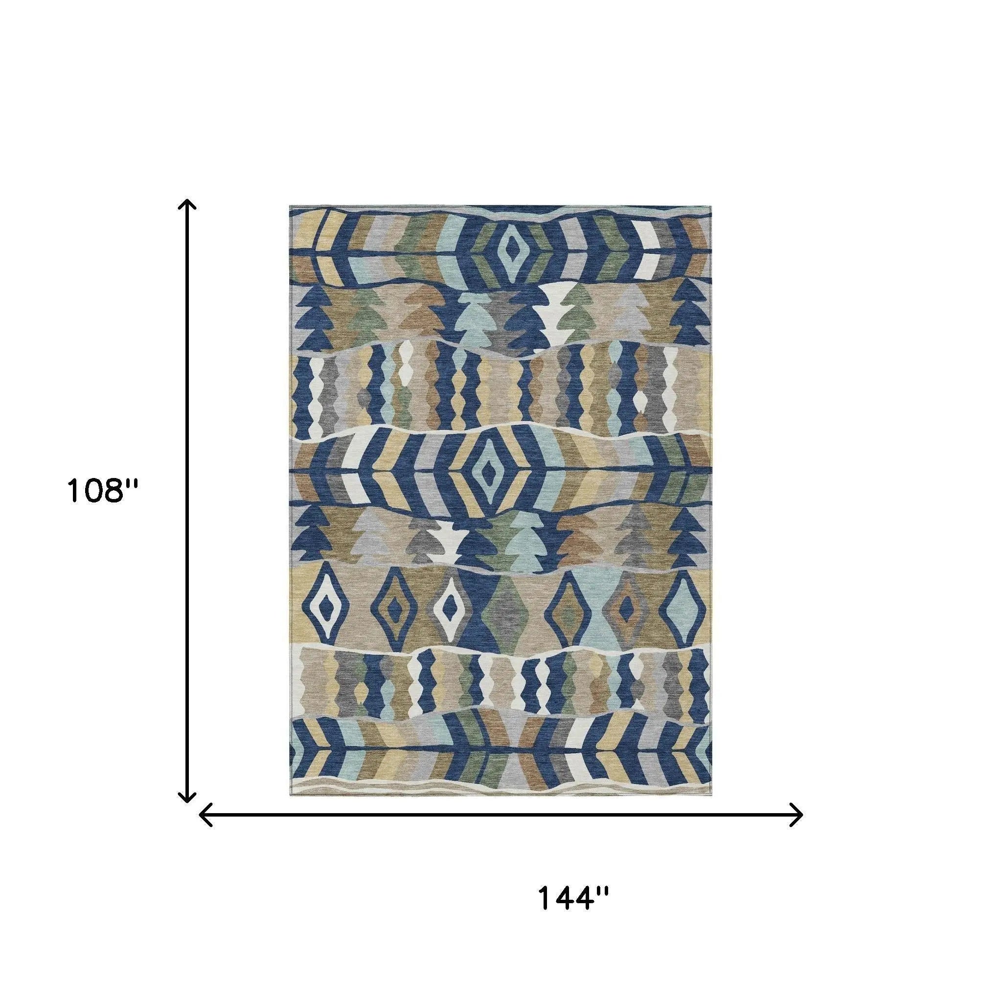 9' X 12' Navy Blue And Blue Geometric Washable Indoor Outdoor Area Rug Homeroots Outdoor