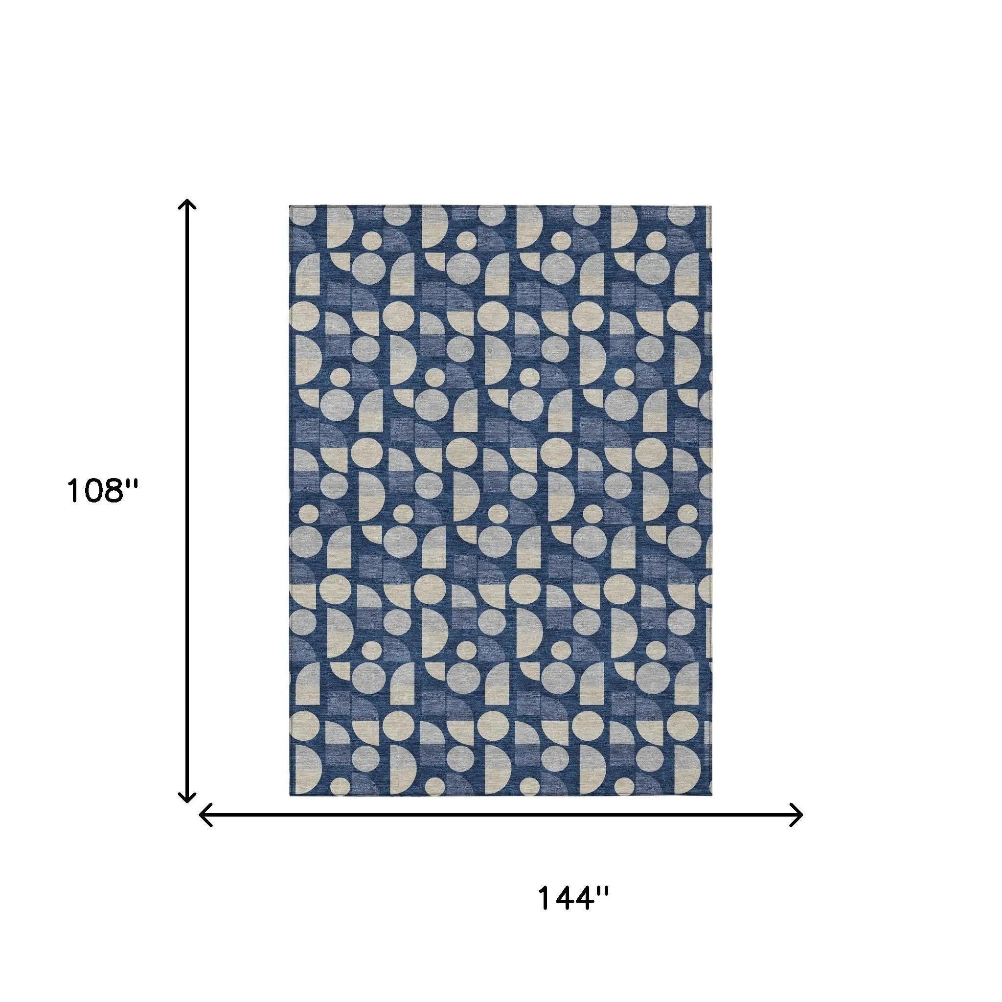 9' X 12' Navy Blue And Blue Geometric Washable Indoor Outdoor Area Rug Homeroots Outdoor