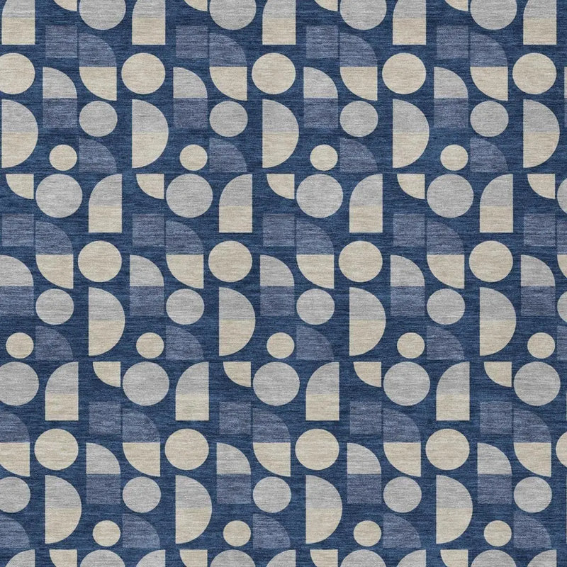 9' X 12' Navy Blue And Blue Geometric Washable Indoor Outdoor Area Rug Homeroots Outdoor