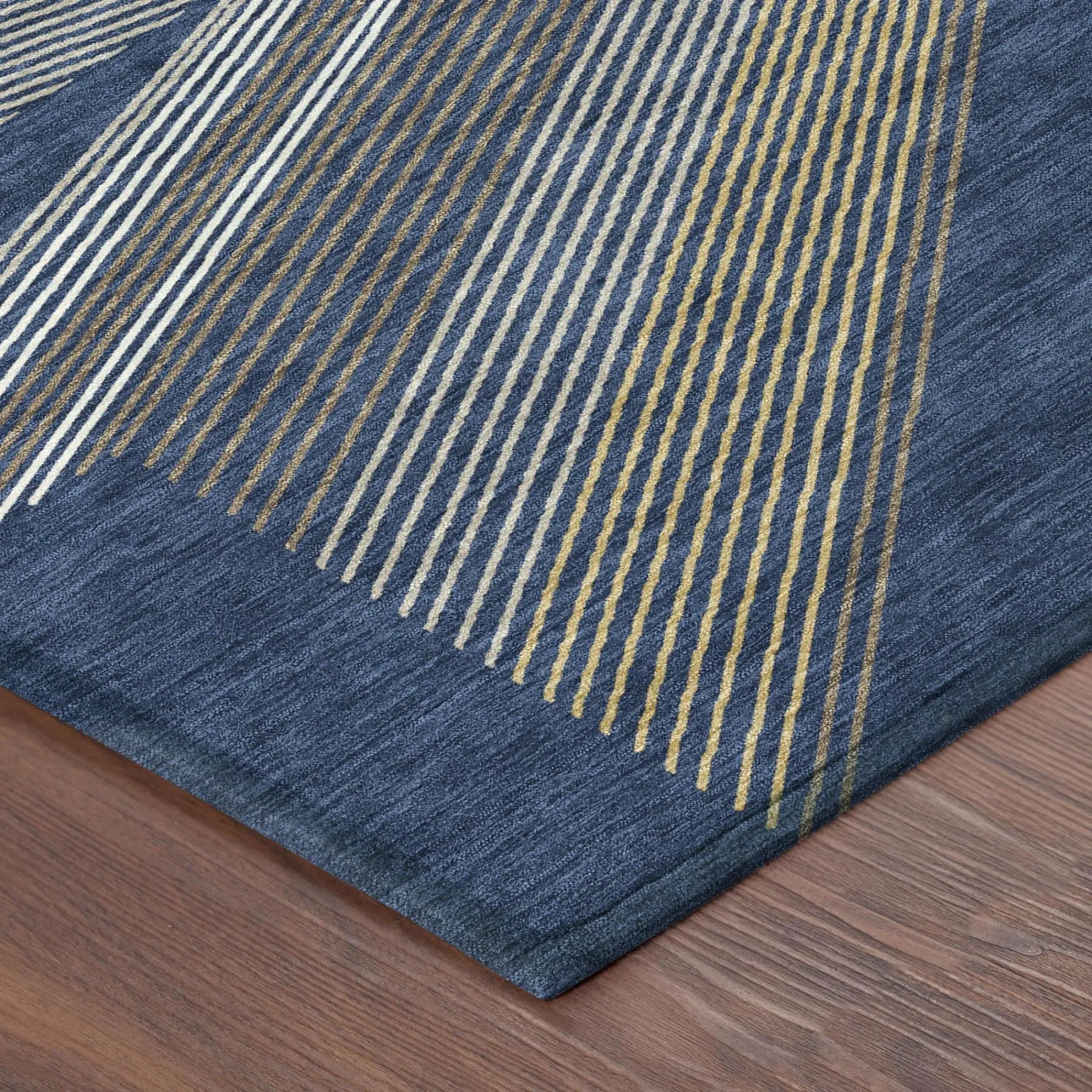 9' X 12' Navy Blue And Blue Geometric Washable Indoor Outdoor Area Rug Homeroots Outdoor