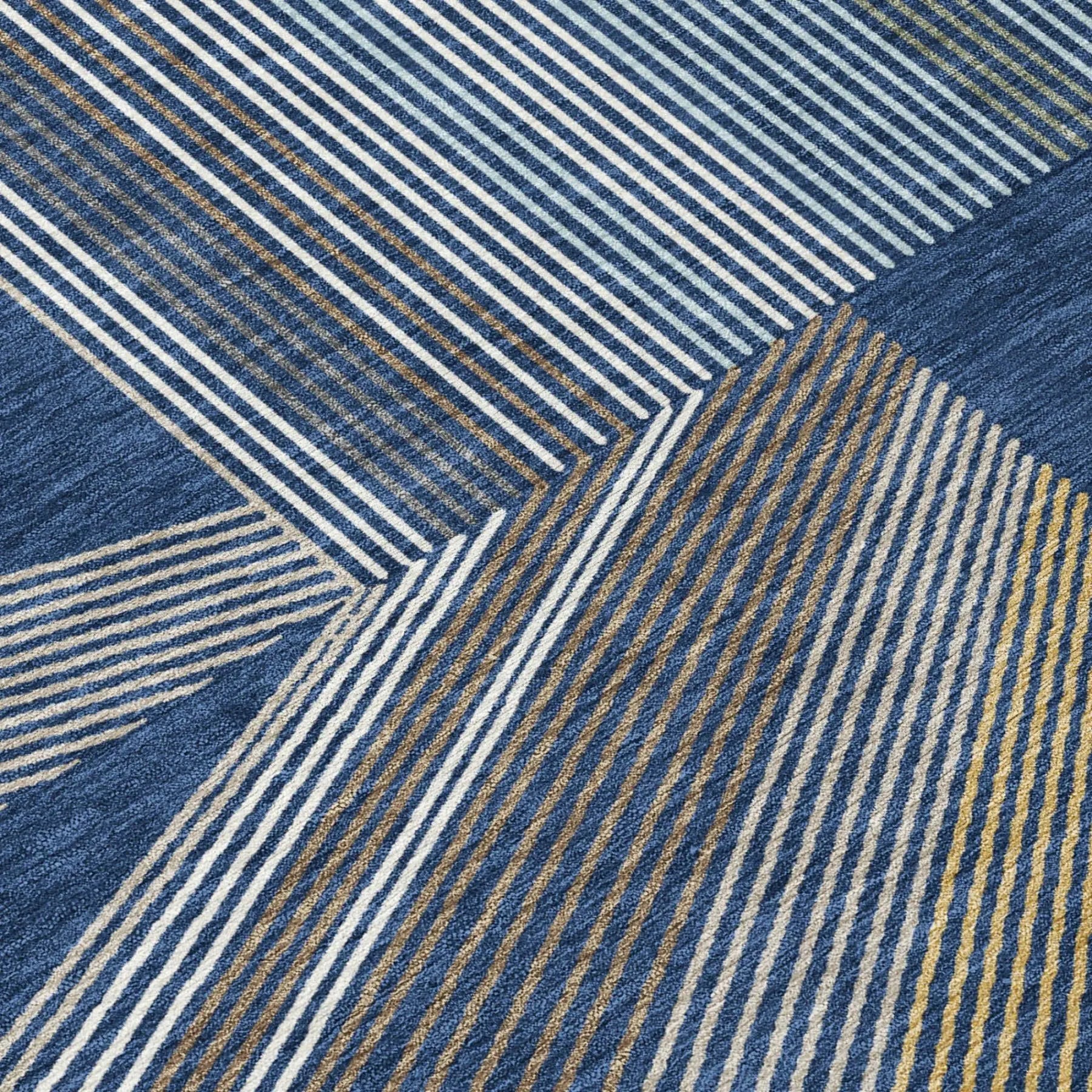 9' X 12' Navy Blue And Blue Geometric Washable Indoor Outdoor Area Rug Homeroots Outdoor