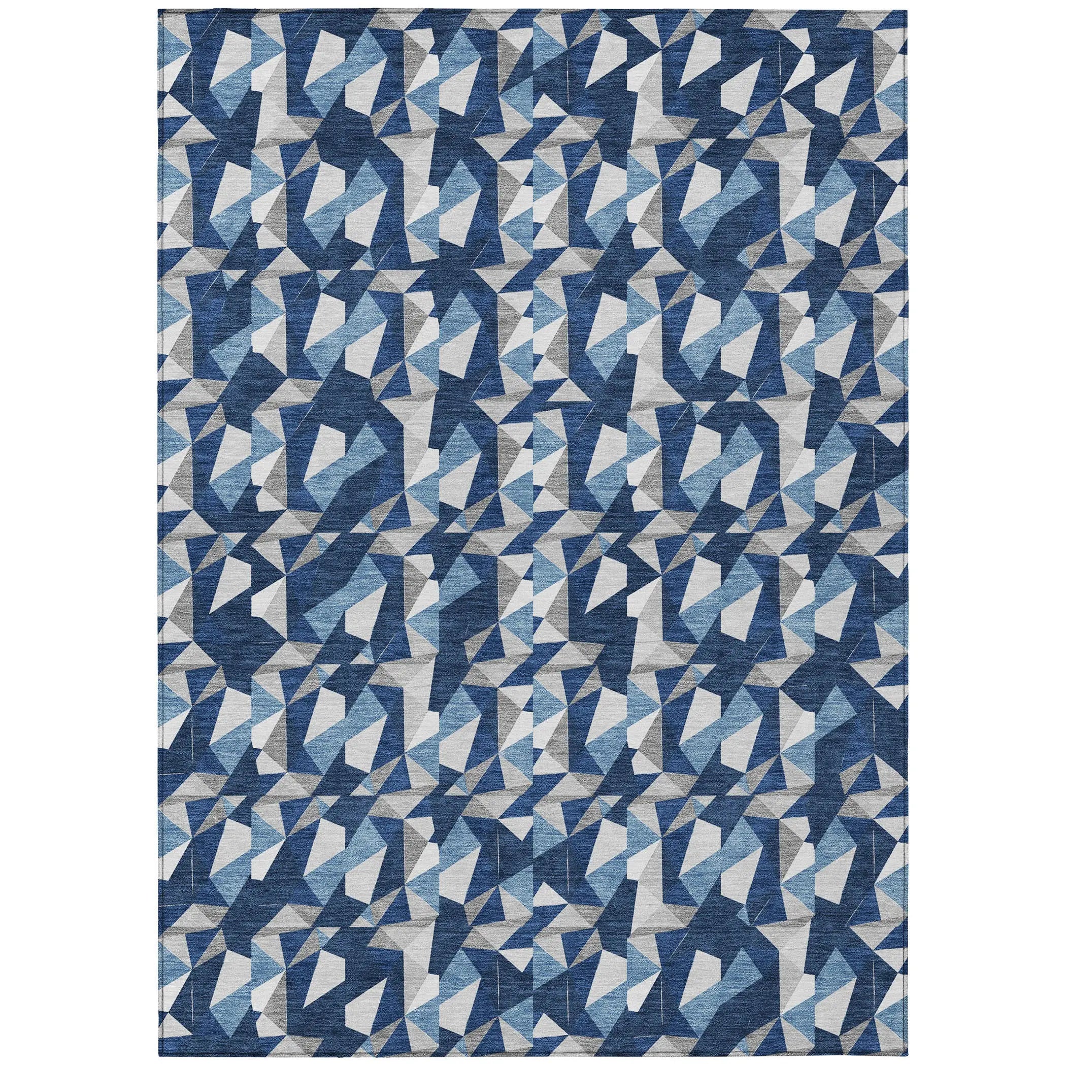 9' X 12' Navy Blue And Blue Geometric Washable Indoor Outdoor Area Rug Homeroots Outdoor