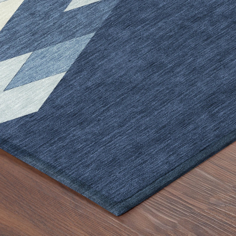 9' X 12' Navy Blue And Blue Geometric Washable Indoor Outdoor Area Rug Homeroots Outdoor