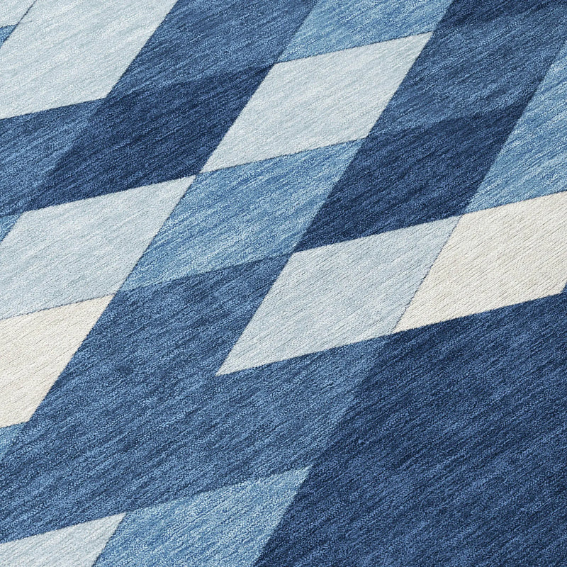 9' X 12' Navy Blue And Blue Geometric Washable Indoor Outdoor Area Rug Homeroots Outdoor