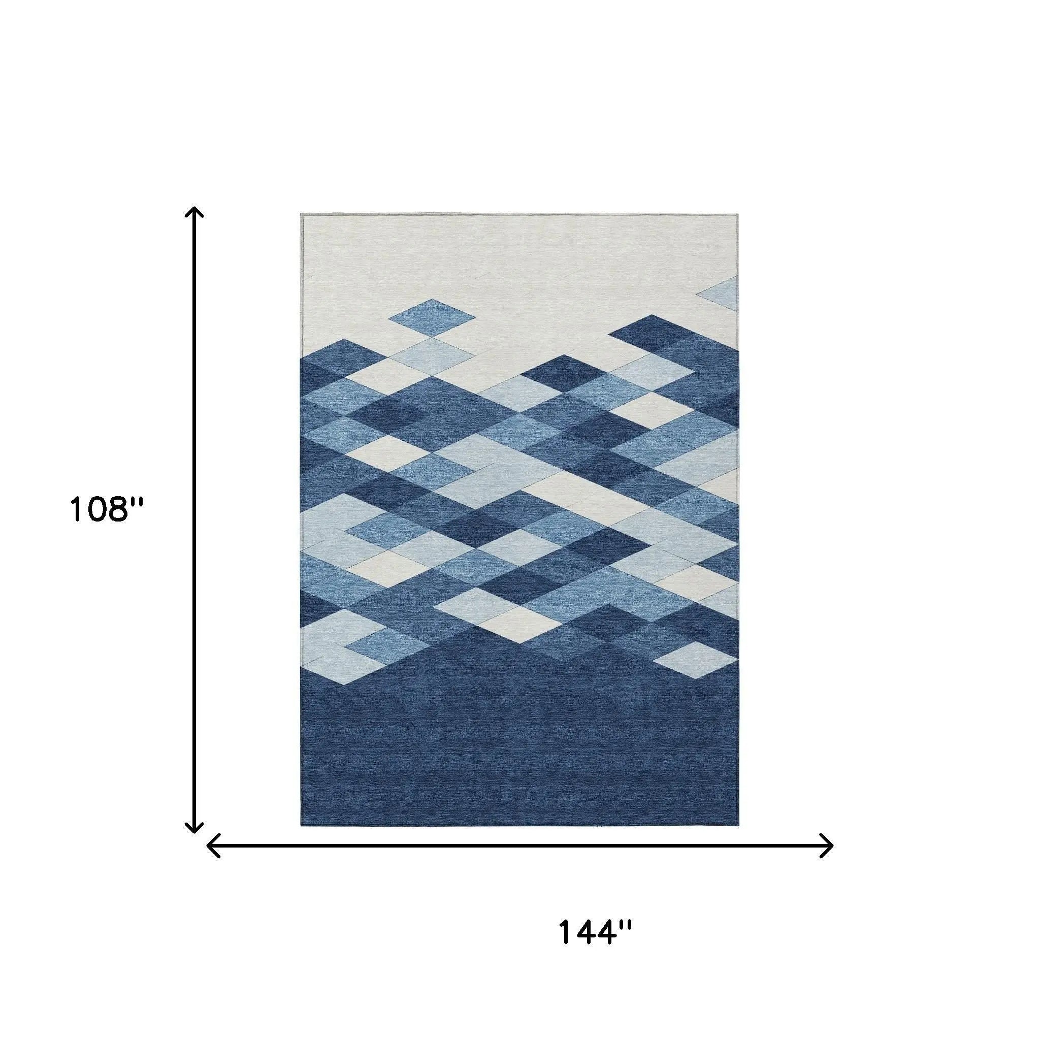 9' X 12' Navy Blue And Blue Geometric Washable Indoor Outdoor Area Rug Homeroots Outdoor