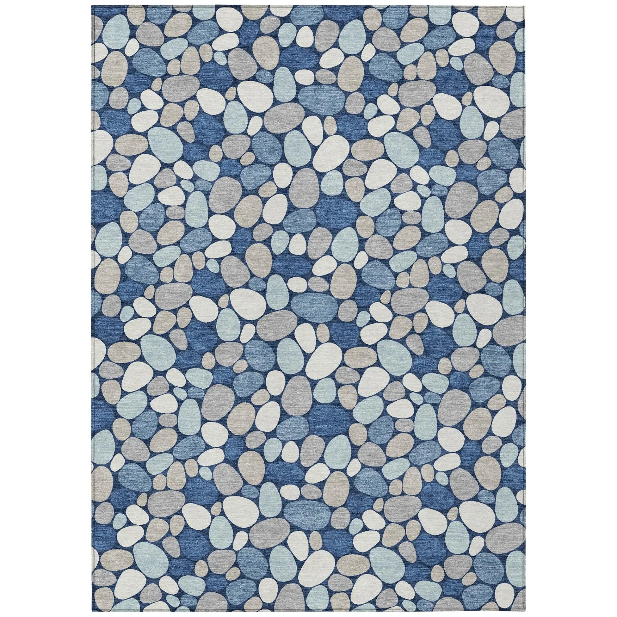 9' X 12' Navy Blue And Blue Geometric Washable Indoor Outdoor Area Rug Homeroots Outdoor