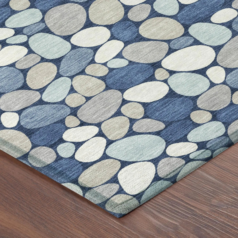 9' X 12' Navy Blue And Blue Geometric Washable Indoor Outdoor Area Rug Homeroots Outdoor