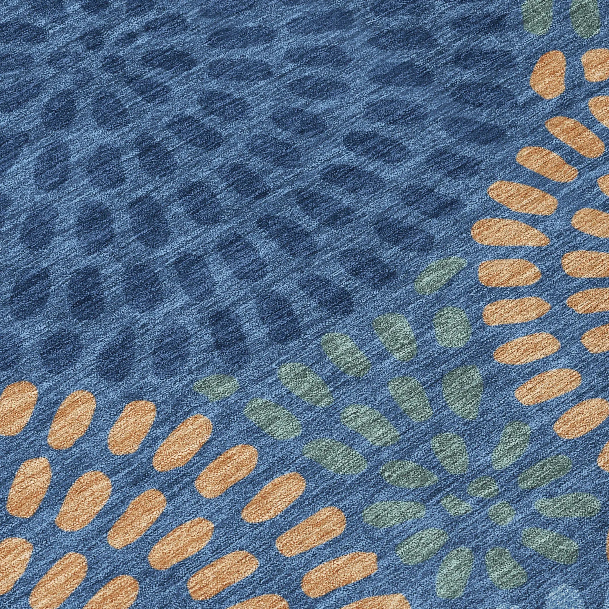 9' X 12' Navy Blue And Blue Geometric Washable Indoor Outdoor Area Rug Homeroots Outdoor