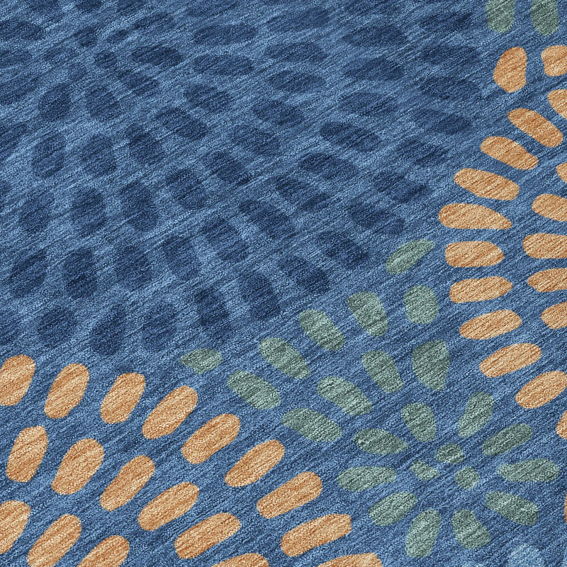 9' X 12' Navy Blue And Blue Geometric Washable Indoor Outdoor Area Rug Homeroots Outdoor