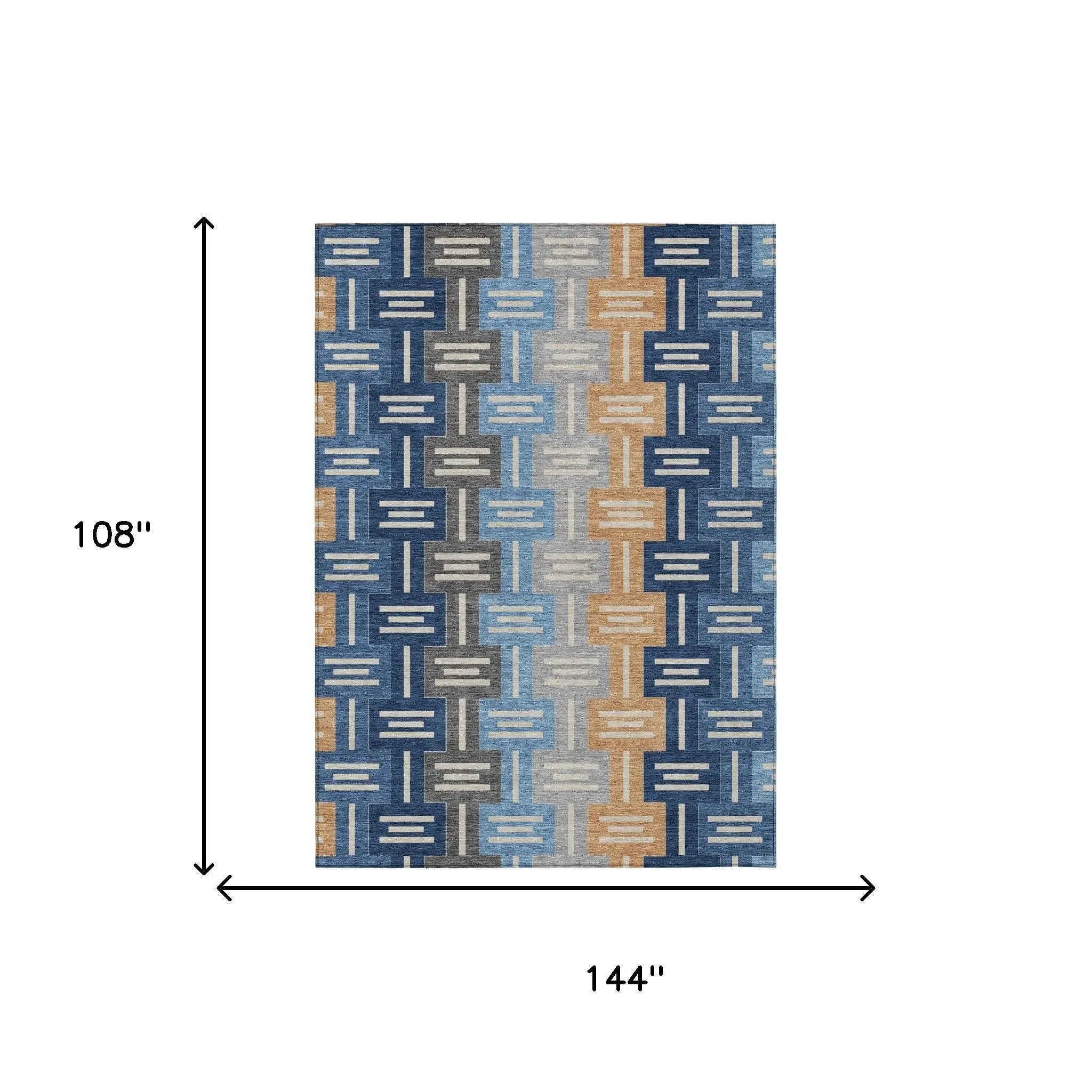 9' X 12' Navy Blue And Blue Geometric Washable Indoor Outdoor Area Rug Homeroots Outdoor