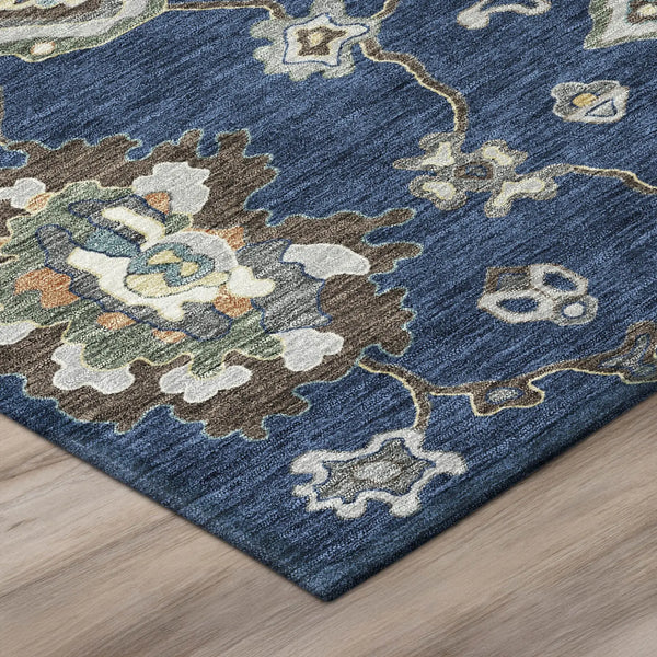 9' X 12' Navy Blue And Blue Oriental Washable Indoor Outdoor Area Rug Homeroots Outdoor