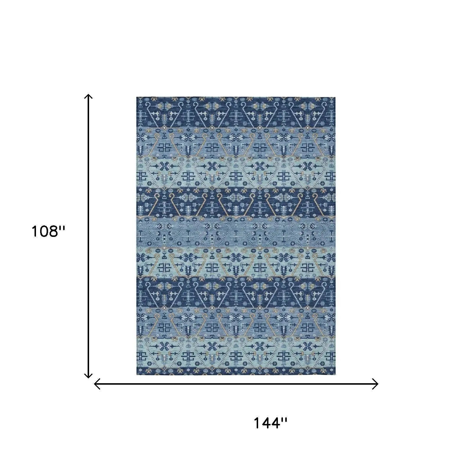 9' X 12' Navy Blue And Blue Oriental Washable Indoor Outdoor Area Rug Homeroots Outdoor