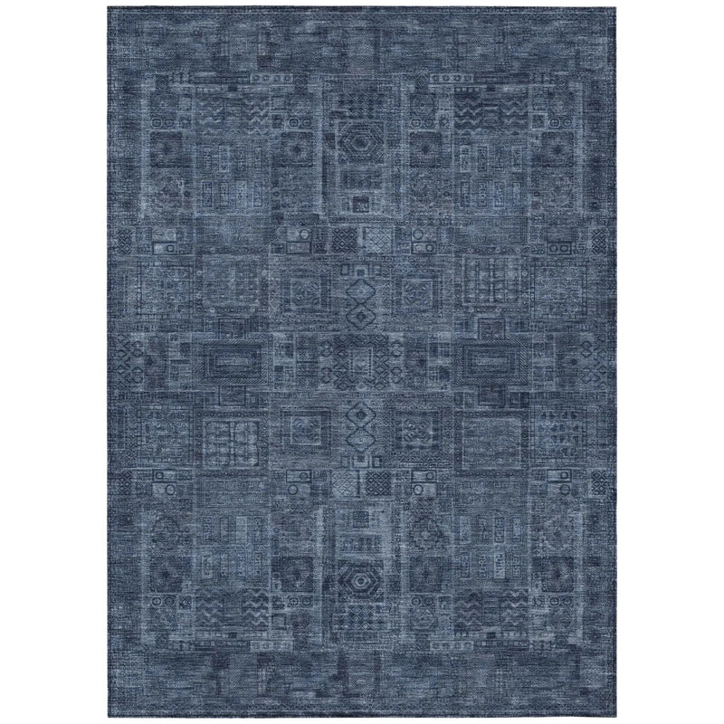 9' X 12' Navy Blue And Blue Oriental Washable Indoor Outdoor Area Rug Homeroots Outdoor