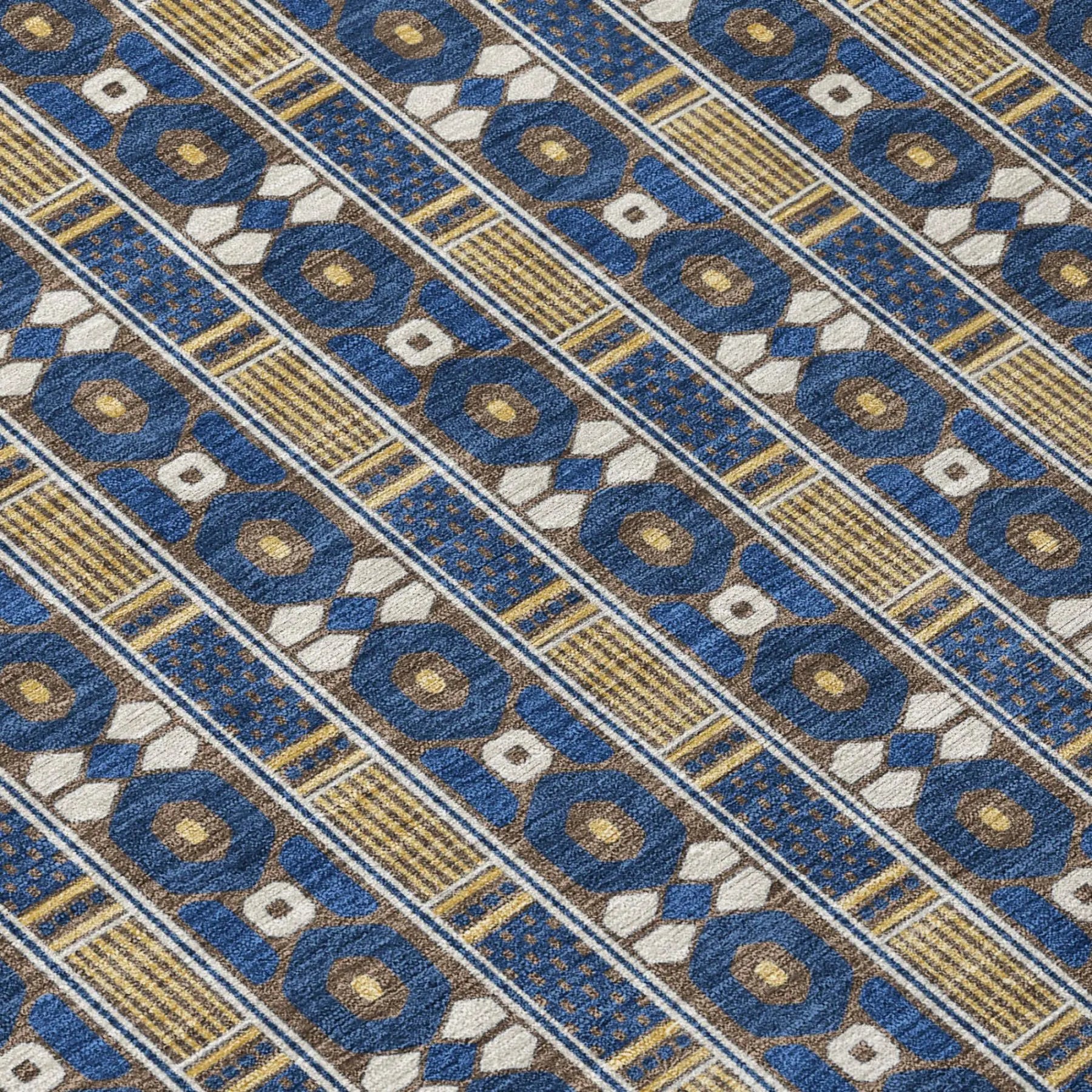 9' X 12' Navy Blue And Blue Striped Washable Indoor Outdoor Area Rug Homeroots Outdoor
