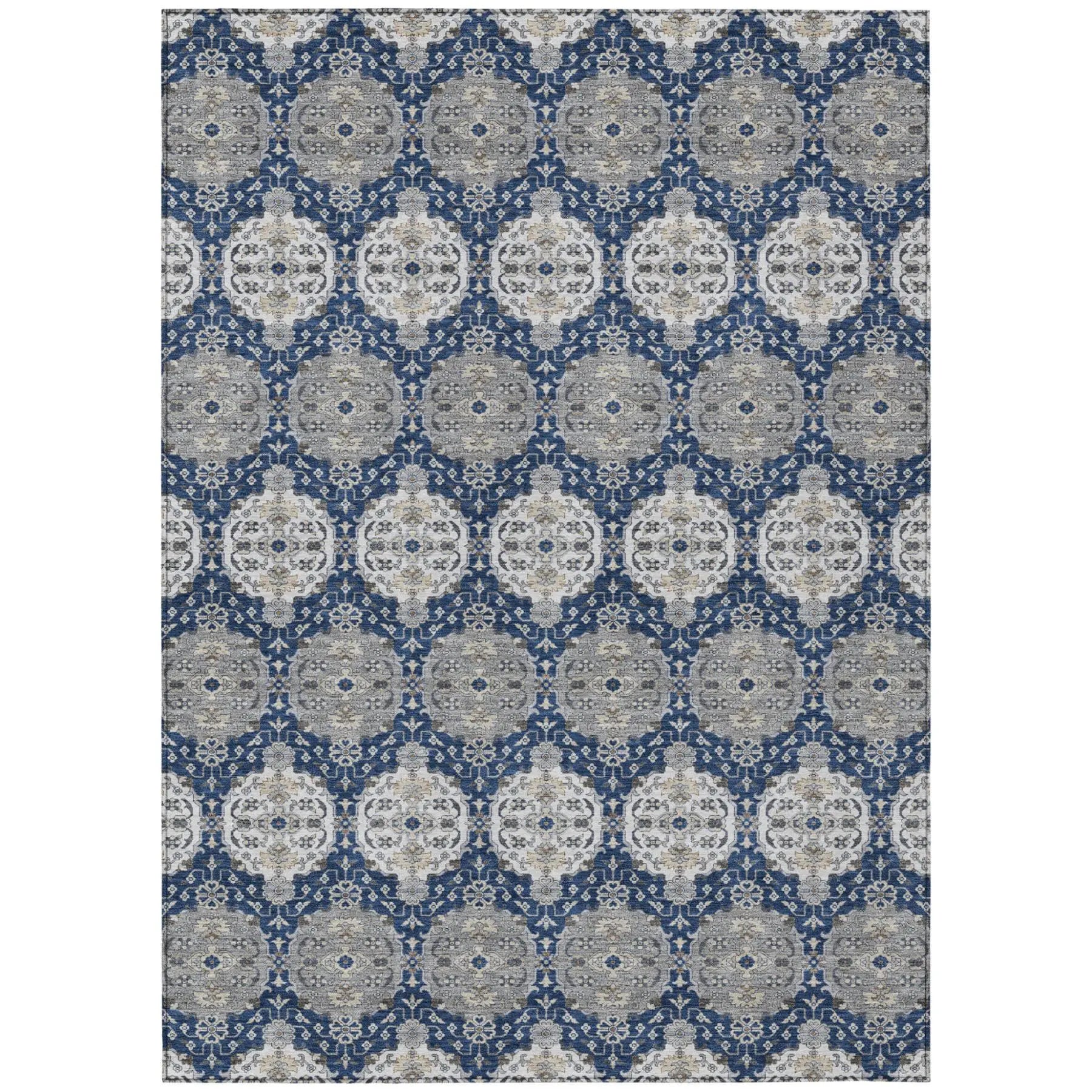 9' X 12' Navy Blue And Blue Striped Washable Indoor Outdoor Area Rug Homeroots Outdoor