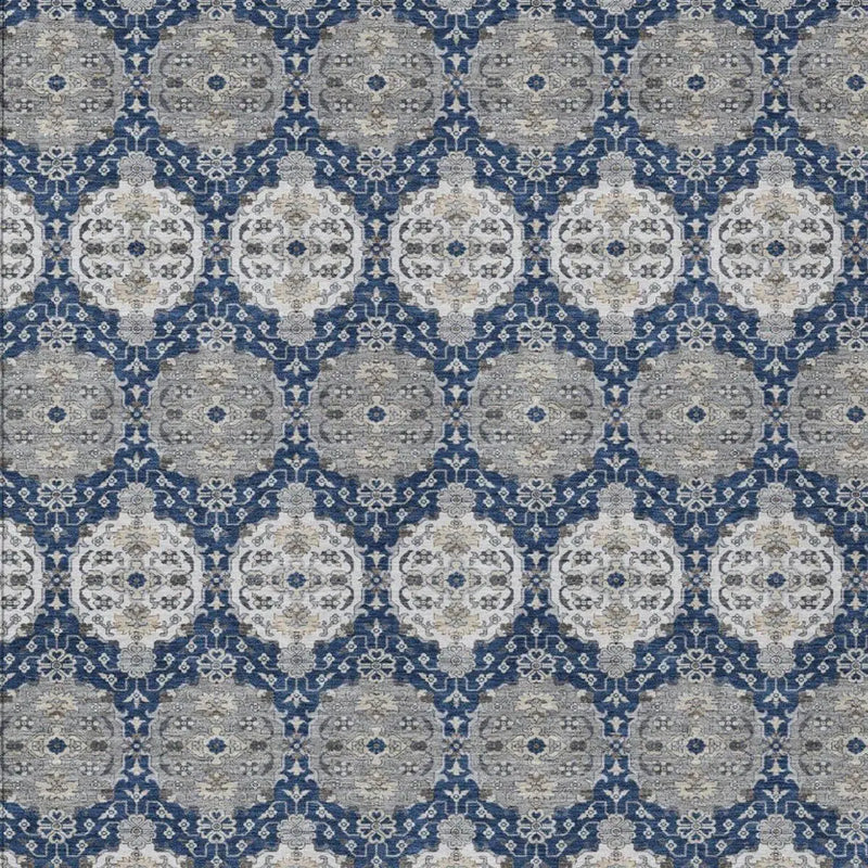 9' X 12' Navy Blue And Blue Striped Washable Indoor Outdoor Area Rug Homeroots Outdoor
