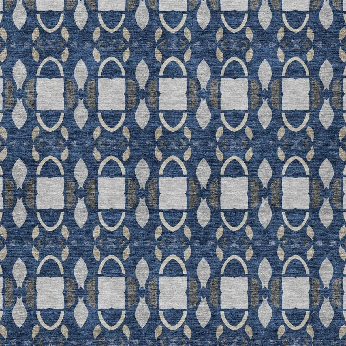 9' X 12' Navy Blue And Blue Striped Washable Indoor Outdoor Area Rug Homeroots Outdoor